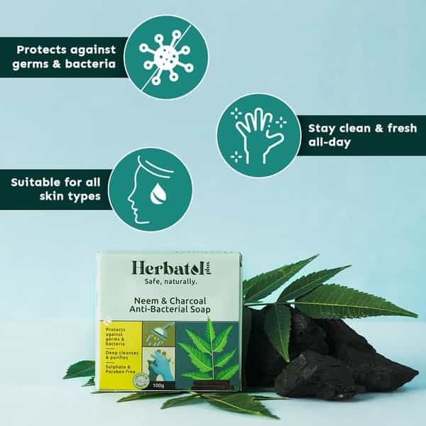Herbatol Plus Anti-Bacterial Soap (100Gm) With Neem & Charcoal