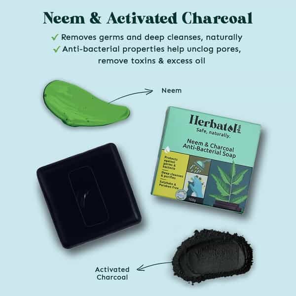 Herbatol Plus Anti-Bacterial Soap (100Gm) With Neem & Charcoal