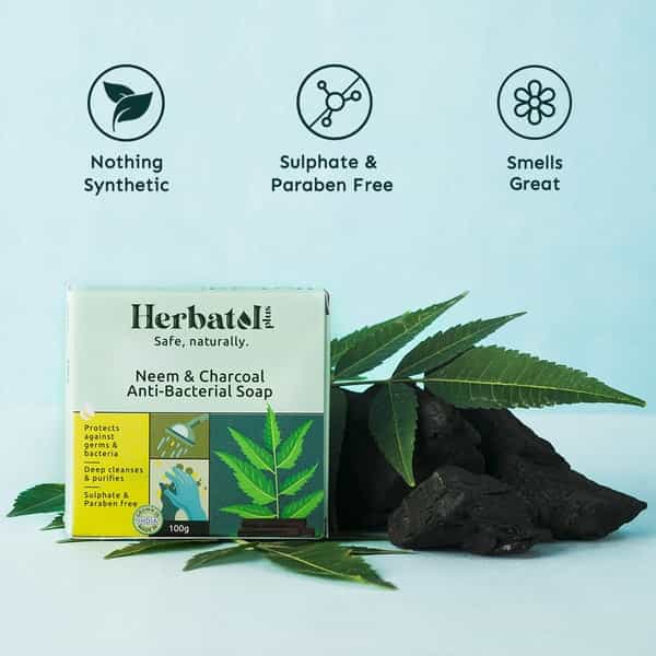 Herbatol Plus Anti-Bacterial Soap (100Gm) With Neem & Charcoal