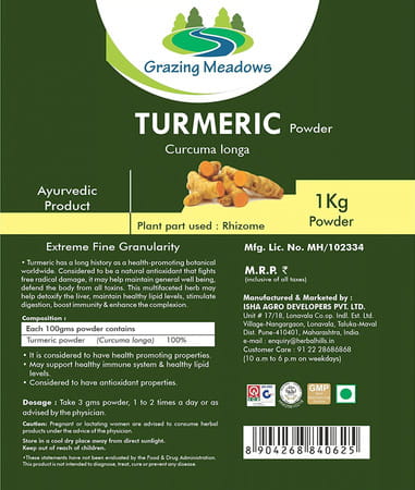 Grazing Meadows Turmeric Powder - 1 Kg (Pack Of 5)