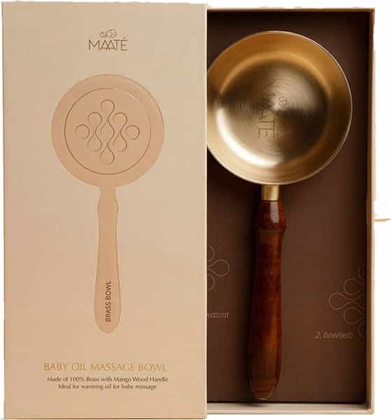 Maate Baby Oil Massage Bowl Gift Box I Baby Oil Massage Brass Bowl