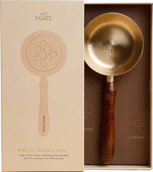 Maate Baby Oil Massage Bowl Gift Box I Baby Oil Massage Brass Bowl