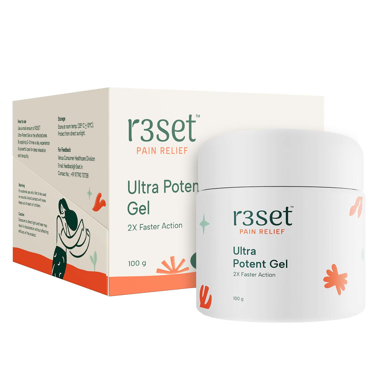 R3set Ultra Potent Gel | Ultimate Natural Pain Relief Solution | 100% Natural No Side Effect - 100gm