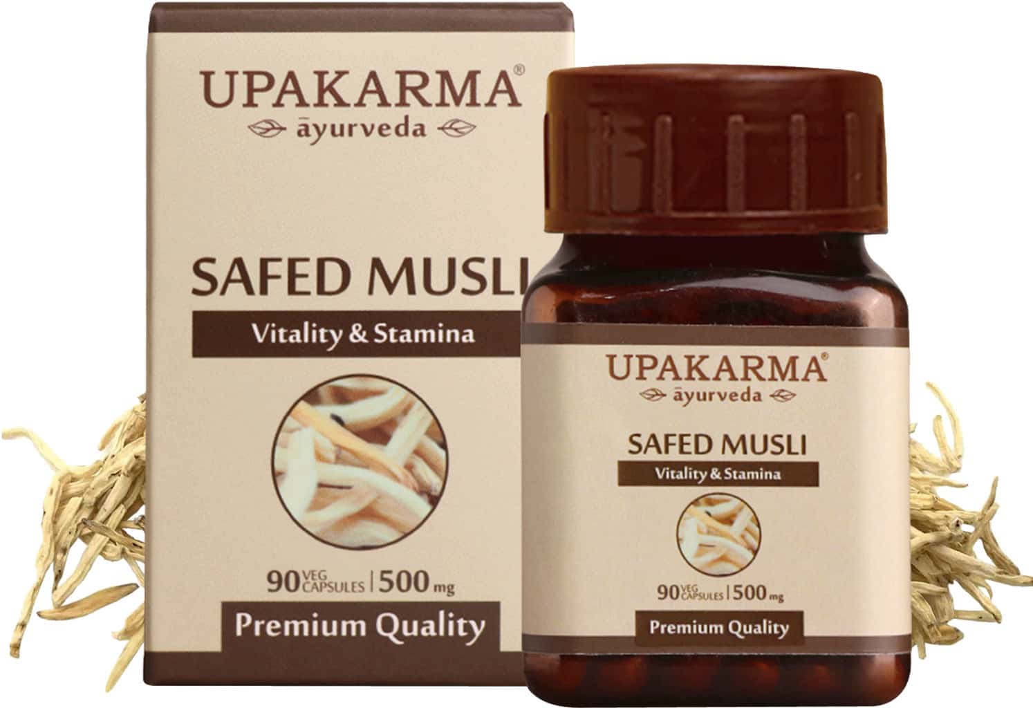 Upakarma Ayurveda Pure Herbs Safed Musli Capsules-500mg 90 Veggie Capsules