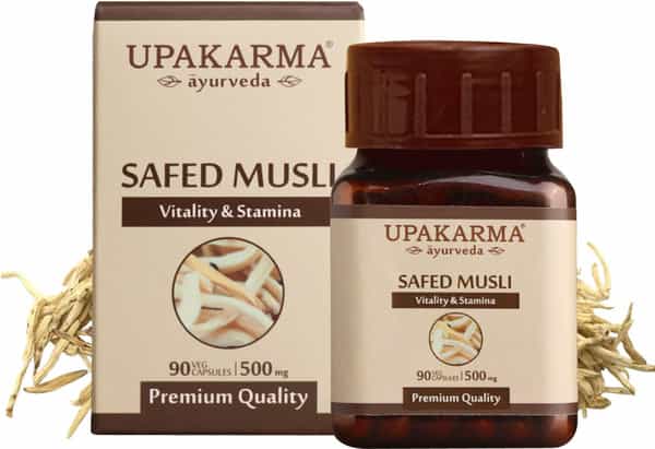 Upakarma Ayurveda Pure Herbs Safed Musli Capsules-500Mg 90 Veggie Capsules