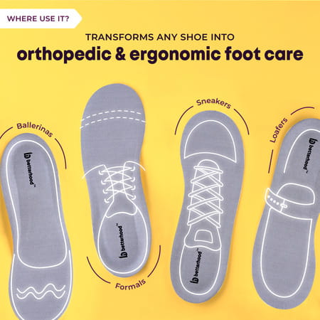 Betterhood Pack Of 2 Pairs Dual Gel Orthotic All-Day Comfort Daily-Use Shoe Insoles (8-11 Uk)