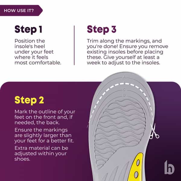Betterhood Pack Of 2 Pairs Dual Gel Orthotic All-Day Comfort Daily-Use Shoe Insoles (8-11 Uk)