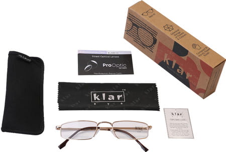 Klar Eye Full Rim Rectangle Reading Glasses Men And Women Powers +0.75 To +3.50+3.0 Power Gold