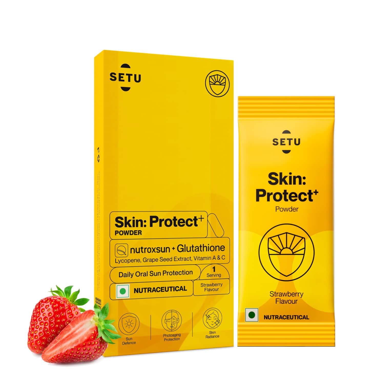 Setu Skin Protect - First Drinkable Sunshield | Reduces Pigmentation & Photoaging ( 1n - Strawberry)