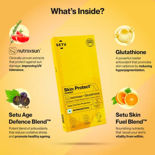 Setu Skin Protect - First Drinkable Sunshield | Reduces Pigmentation & Photoaging ( 1N - Strawberry)