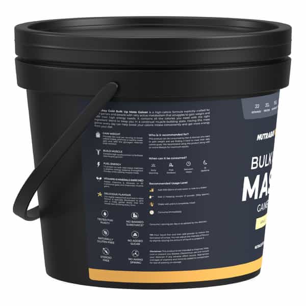 Nutrabay Gold Bulk Up Mass Gainer | Carbs To Protein Blend (3:1) | 30G Protein - 5Kg | Vanilla