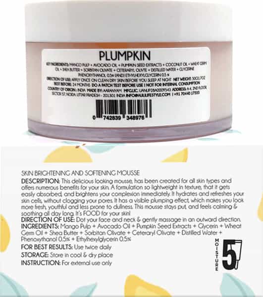 Auli Plumpkin Moisturising Nourishing Ageing Pigmentation Dryness Removing Face Cream - 50Gm