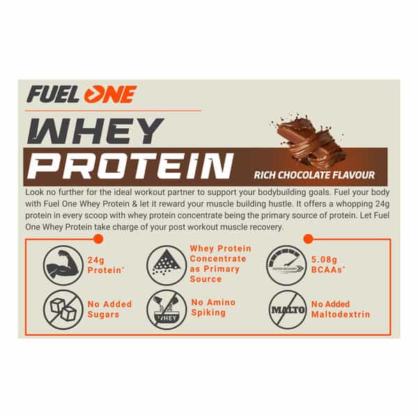 Fuel One Whey Protein (Rich Chocolate | 2Kg / 4.4Lbs) | 24G Protein