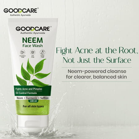 Goodcare Neem Face Wash 100Ml | Anti-Acne | Oil Control | Neem | Turmeric & Saffron | Sulphate-Free
