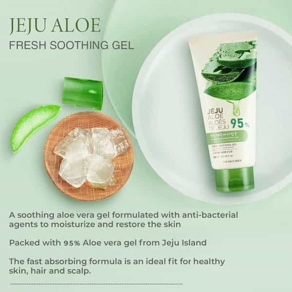 The Face Shop Jeju Aloe Fresh Soothing Gel Tube- Aloe Gel For Body- Face & Hair - 300Ml