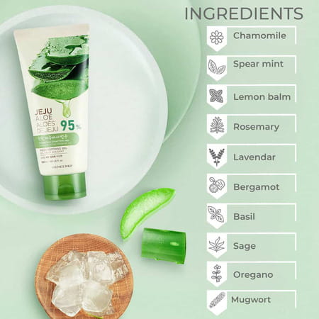 The Face Shop Jeju Aloe Fresh Soothing Gel Tube- Aloe Gel For Body- Face & Hair - 300ml
