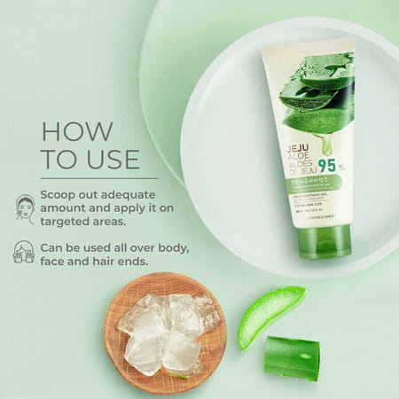 The Face Shop Jeju Aloe Fresh Soothing Gel Tube- Aloe Gel For Body- Face & Hair - 300ml