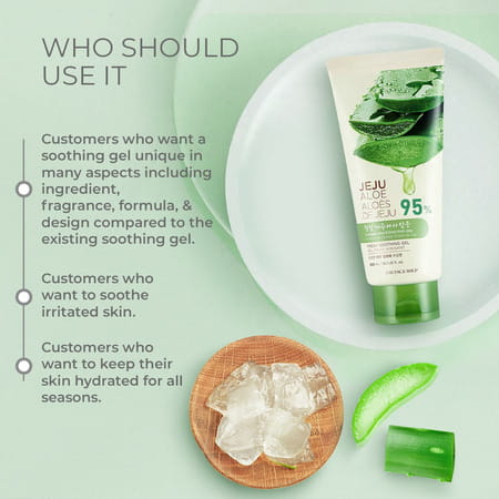 The Face Shop Jeju Aloe Fresh Soothing Gel Tube- Aloe Gel For Body- Face & Hair - 300ml