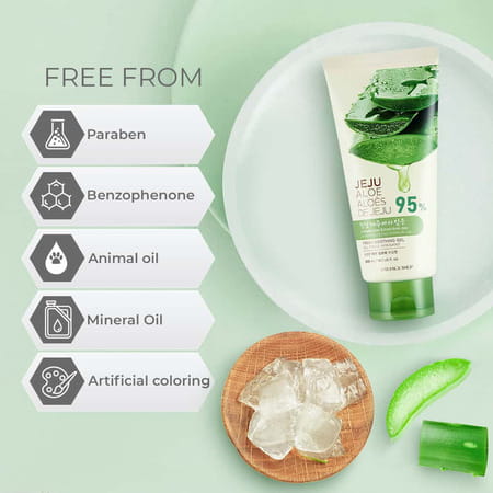 The Face Shop Jeju Aloe Fresh Soothing Gel Tube- Aloe Gel For Body- Face & Hair - 300ml