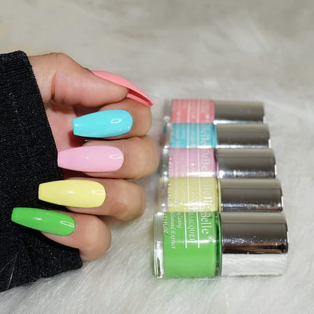 Debelle Gel Nail Polish Combo Set Of 5 Kiwi Lime Pastels -40ml (8ml Each)