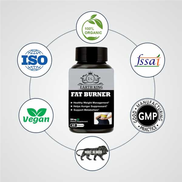 Earth King Fat Burner Capsule|Hunger Suppressant & Weight Loss Supplement|Unisex - 500Mg 60 Capsules