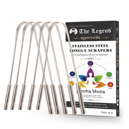 The Legend Thick Handle Medical Grade Steel Tongue Scraper