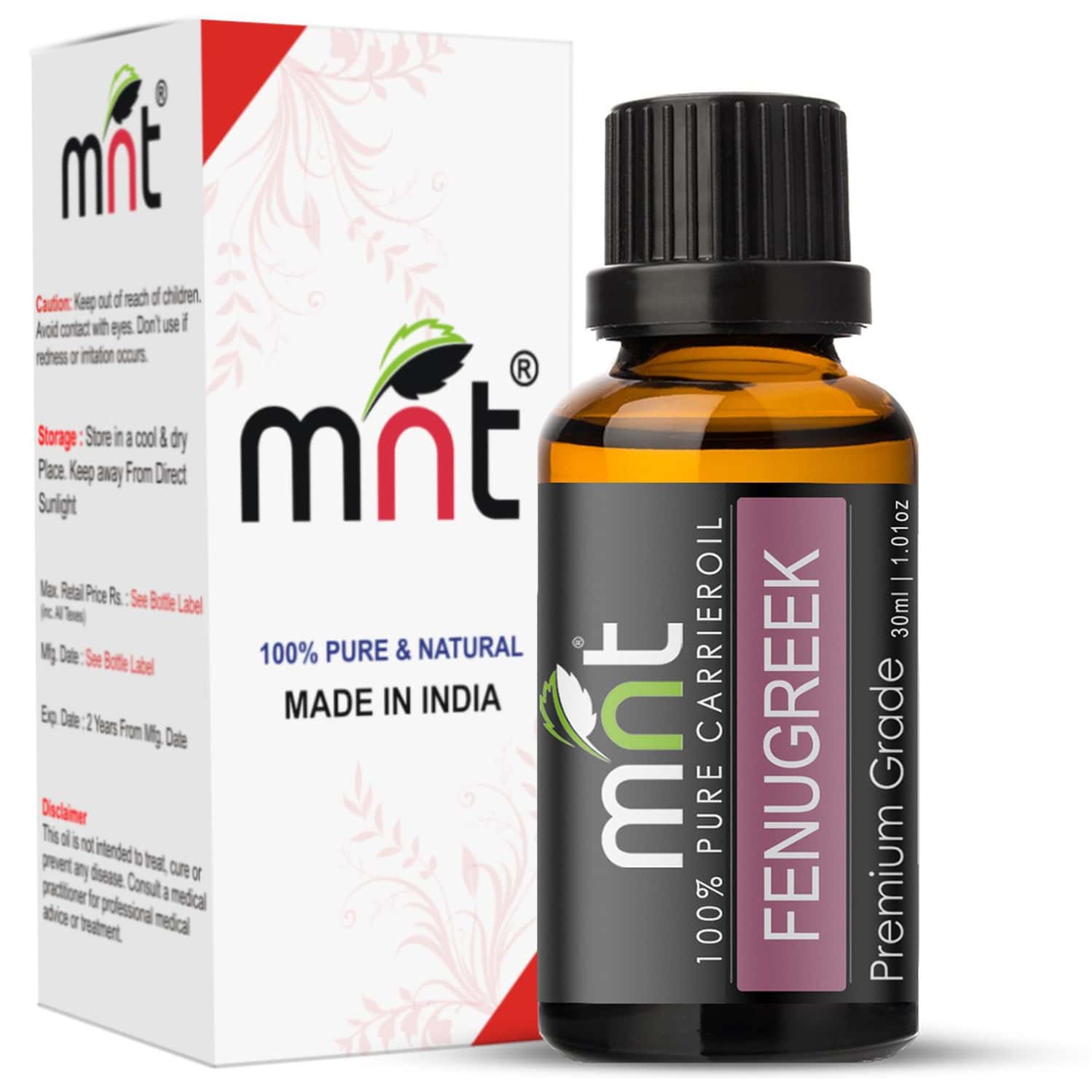 Mnt Fenugreek Cold Pressed Carrier Oil (30ml) 100% Pure Natural & Therapeutic Grade (30 Ml)