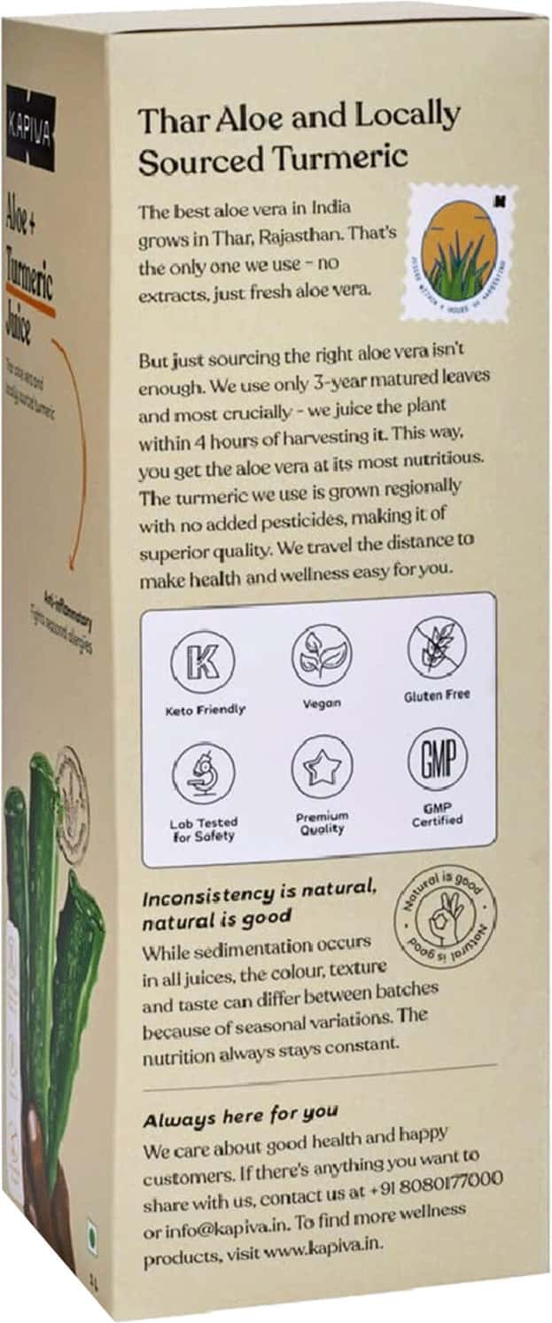 Buy KAPIVA ALOE VERA + TURMERIC JUICE 1L EVERY DAY DETOX DRINK HELPS