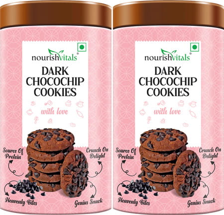 Nourishvitals Dark Chocochip Chocolate Cookies Crunchy Delights Genius Snack 120g X Pack Of 2