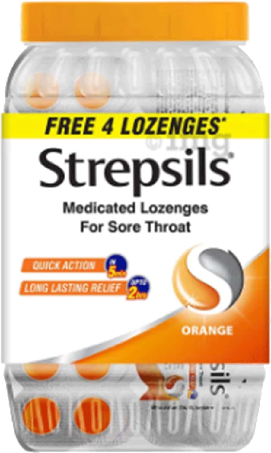 Strepsils Blister Orange 100+4 Units | Fights Bacterial Infection | For Cough & Cold