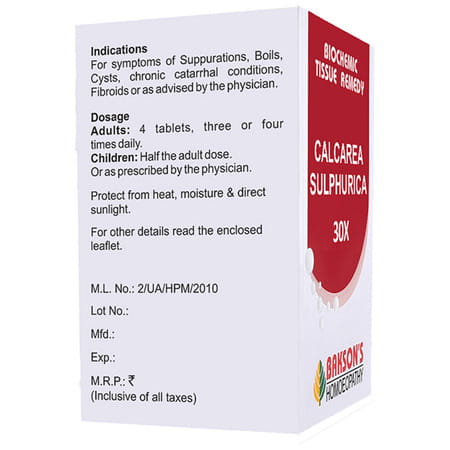 Baksons Homoeopathy Calcarea Sulphurica Biochemic Tablet 30X 250 No's