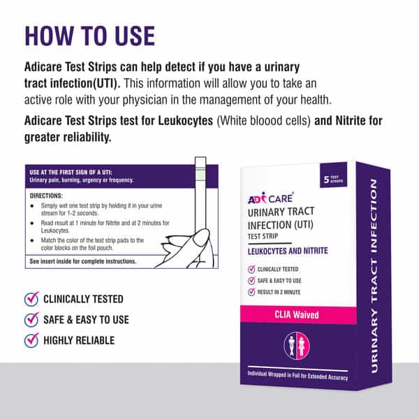 Adicare Uti Test Kit|\Urinary Tract Infection (Uti) Detection At-Home Test Pack Of 5
