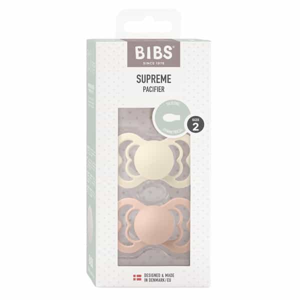 Bibs Supreme 2 Pack Silicone Size 2 Ivory/Blush - 6+ Months