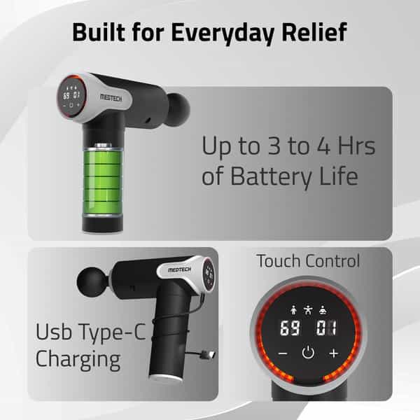 Medtech Blaze Massage Gun | 99-Speeds | Deep Tissue Massager For Pain Relief & Muscle Recovery