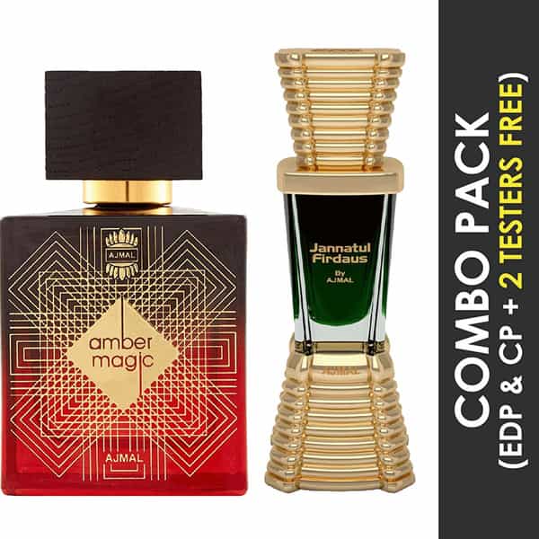 Ajmal Amber Magic Edp 100Ml Perfume For Men And Jannatul Firdaus Cp Oil 10Ml For Unisex
