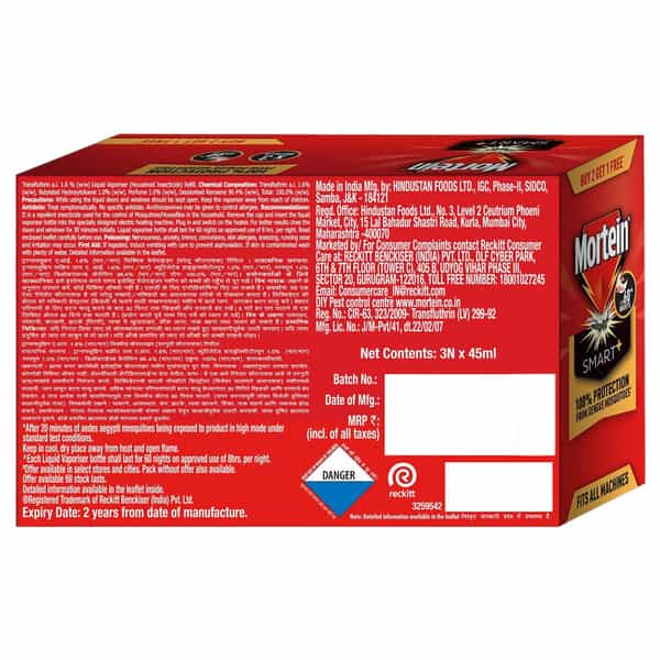 Mortein Smart + Mosquito Repellent Liquid Refill Buy 2 Get 1 Free (45Ml*3)