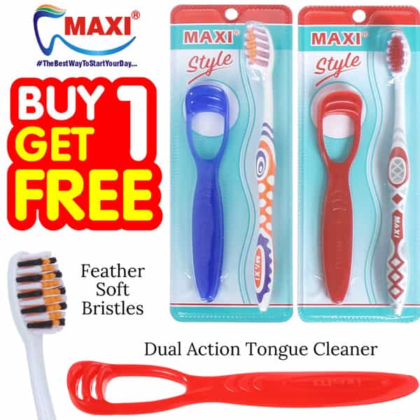 Maxi Style Toothbrush & Tongue Cleaner-Oral Hygiene Kit (Buy 1 Get 1 Free)