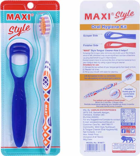 Maxi Style Toothbrush & Tongue Cleaner-Oral Hygiene Kit (Buy 1 Get 1 Free)