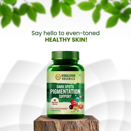 Himalayan Organics Dark Spots Pigmentation Support | Lighten Blemishes | Bottle | 60 Veg Capsules