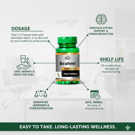 Cipzer Brahmi 30 Capsules | Supports Memory| Brain Health & Cognitive Wellness