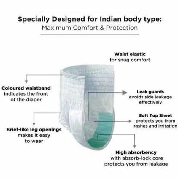 Friends Classic Adult Diapers Pants Style - 10 Count (Xl) Waist 30-56 Inch