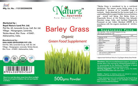 Naturz Ayurveda Barley Grass Powder - 500 G Green