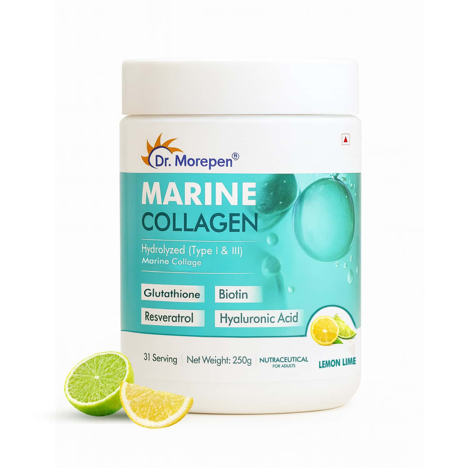 Dr. Morepen Marine Collagen | Lemon Lime | Powder | Jar 250gm