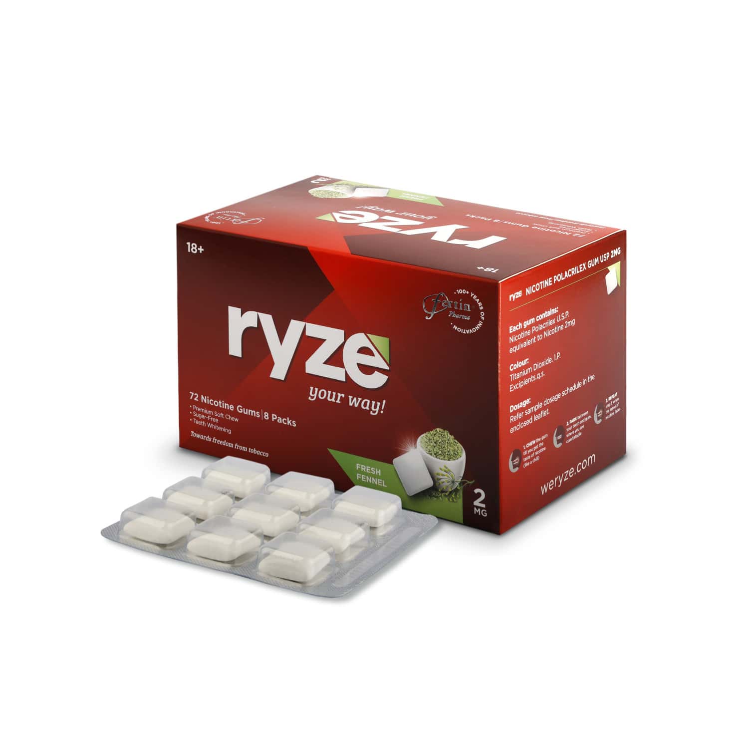 Buy RYZE NICOTINE GUM 2MG SOFT CHEW EASY ON THROAT I FRESH FENNEL