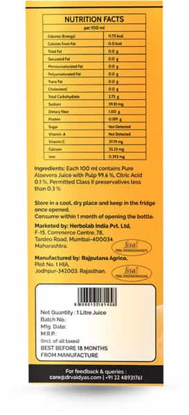 Dr. Vaidya's Aloevera Juice - 1 Litre
