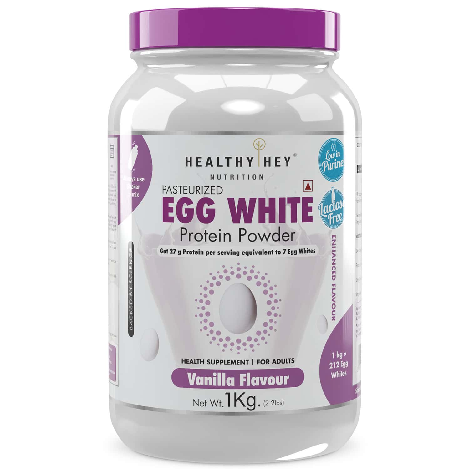 Healthyhey Nutrition 100% Egg White Protein - 80% Protein - 1 Kg (Vanilla)