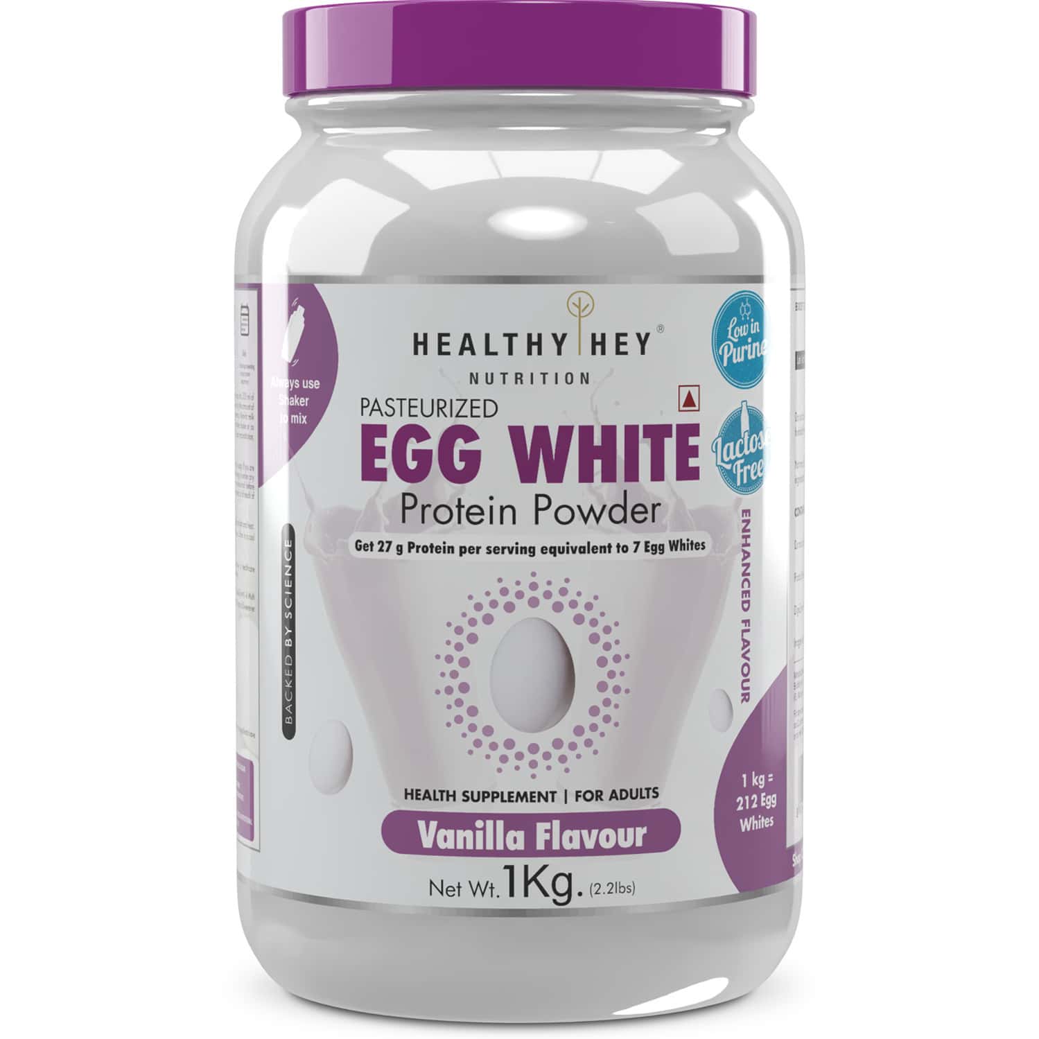 Healthyhey Nutrition 100% Egg White Protein - 80% Protein - 1 Kg (vanilla)