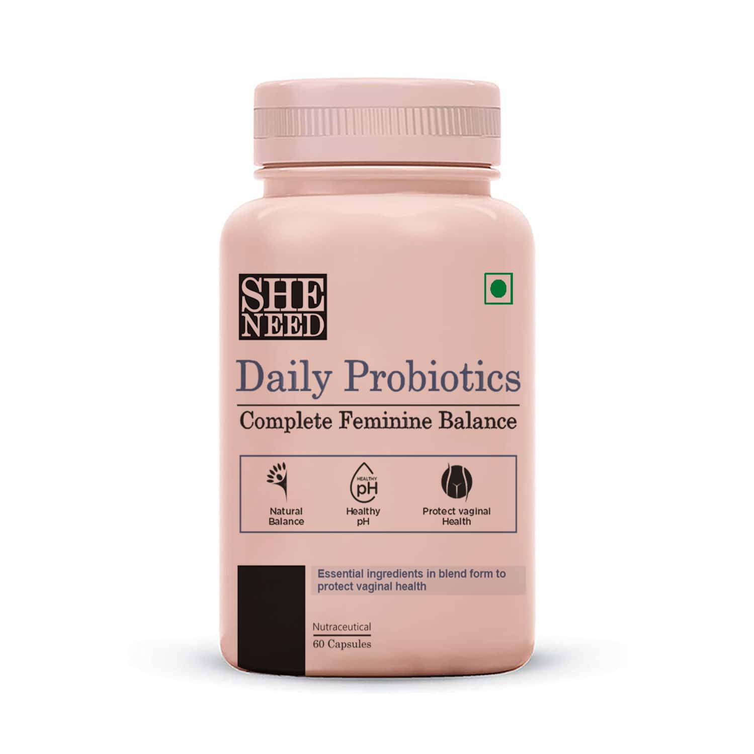 Sheneed Daily Probiotics - Complete Feminine Balance| Good Bacteria & Yeast - 60 Capsules