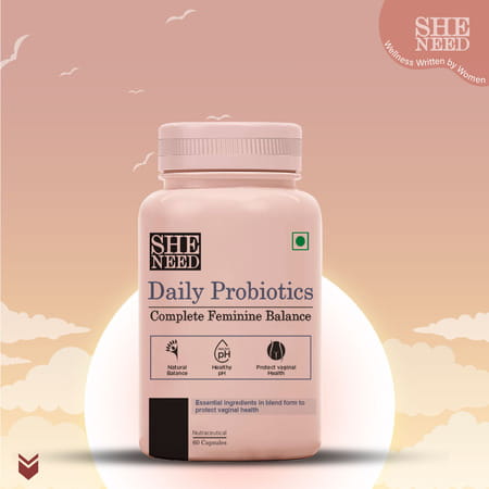 Sheneed Daily Probiotics - Complete Feminine Balance| Good Bacteria & Yeast - 60 Capsules