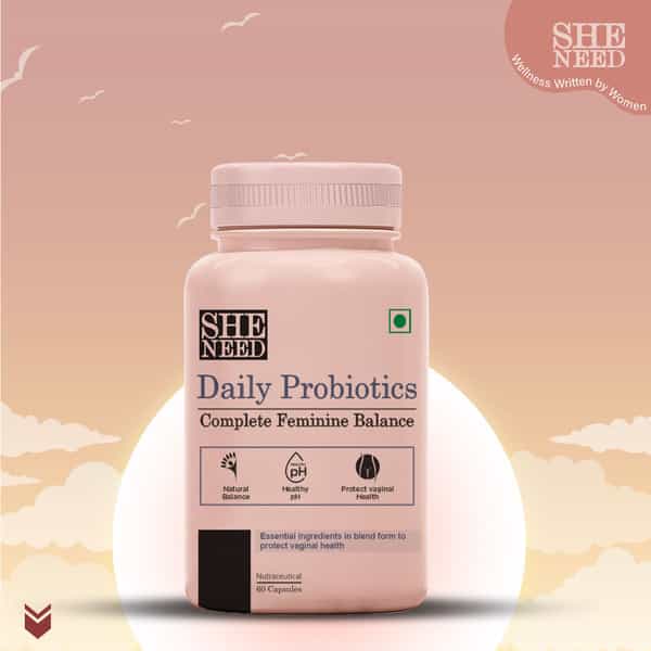 Sheneed Daily Probiotics - Complete Feminine Balance| Good Bacteria & Yeast - 60 Capsules